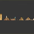 3D Model Egyptian Architecture Collection With Pyramids Obelisks Temples And Various Building Elements